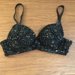 Black jeweled bra - size small